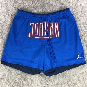 Air Jordan Mens Shorts 3XL Blue High Rise Drawstring Basketball Athletic Graphic